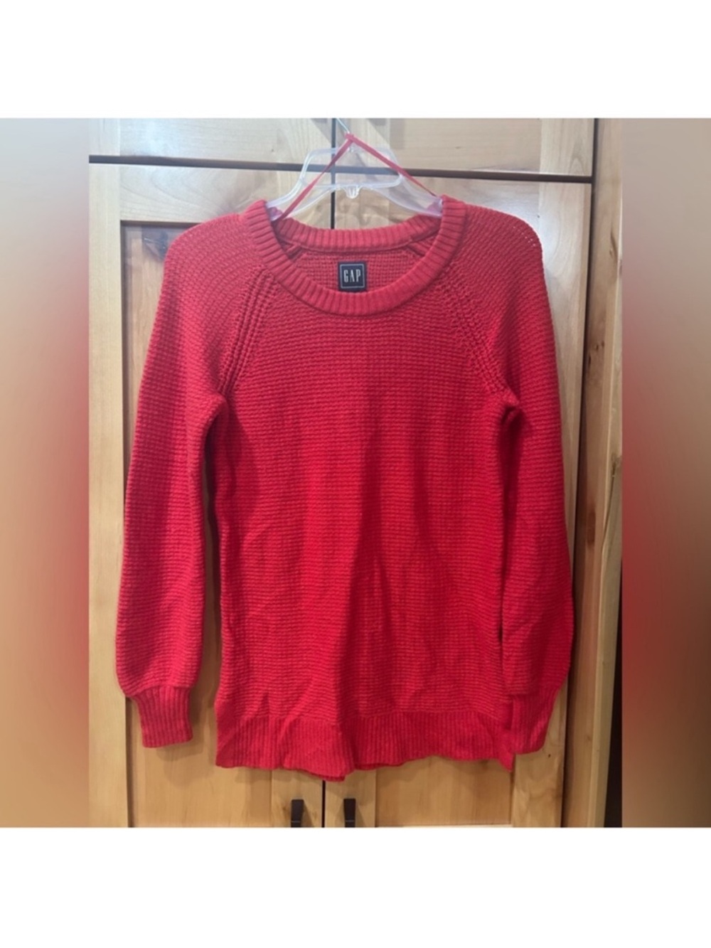 GAP Red Ribbed soft Sweater scoop neck pullover cardigan extra small XS